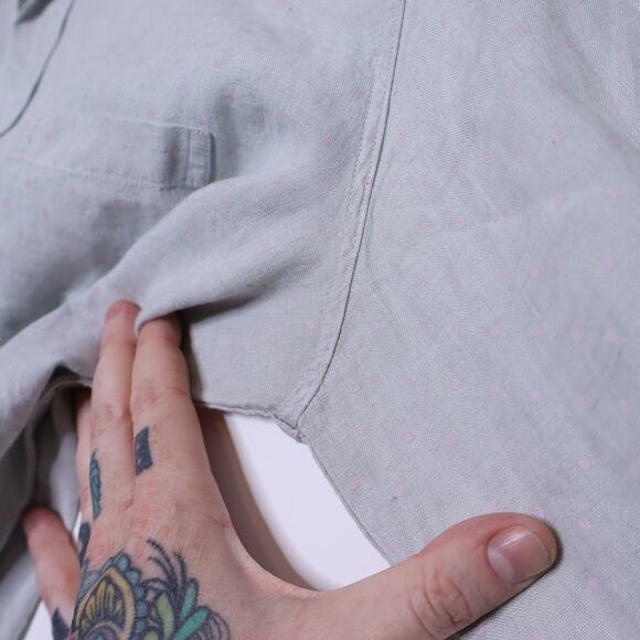 FRANK & EILEEN Barry Tailored Button-Up Shirt Mint Polka Dot Casual Women's M - Picture 7 of 15